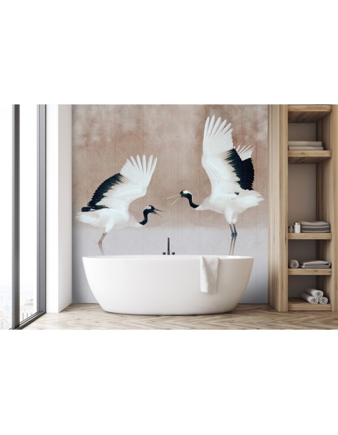 The most fashionable wall murals - Herons Birds Beige | FEEBY