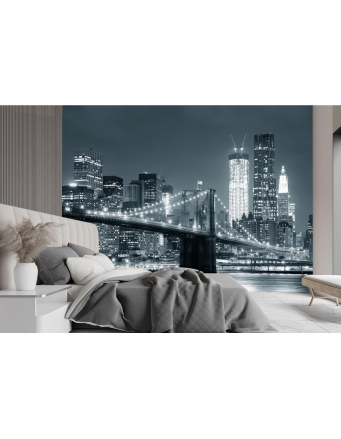Wall mural - New York Brooklyn Bridge in black | FEEBY