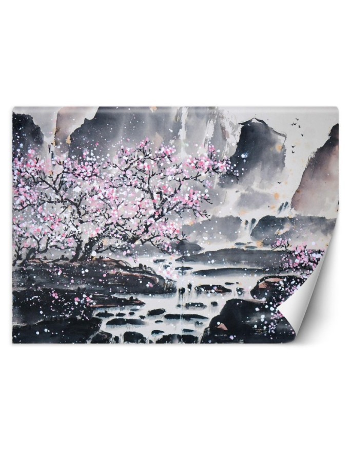 Beautiful Wallpapers - Cherry blossom on a mountain background | FEEBY