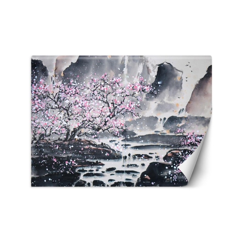 Beautiful Wallpapers - Cherry blossom on a mountain background | FEEBY