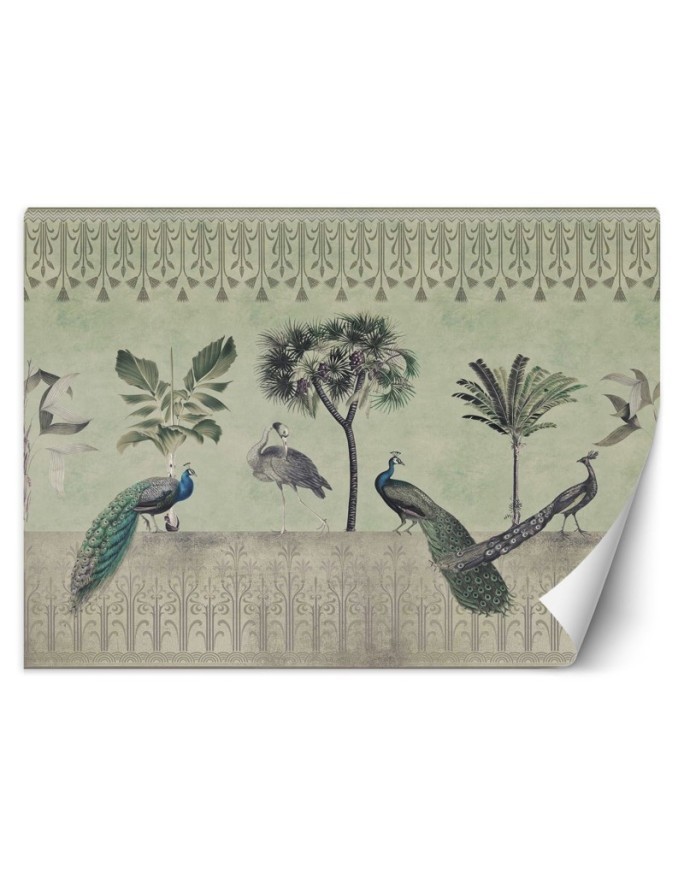Original Wallpapers - Peacocks in the jungle green Andrea Haase | FEEBY