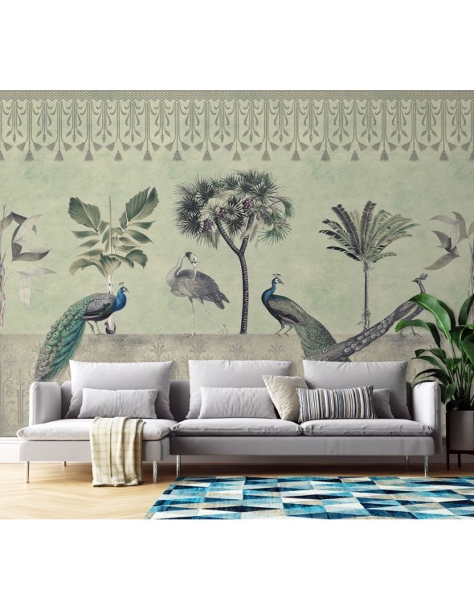Original Wallpapers - Peacocks in the jungle green Andrea Haase | FEEBY