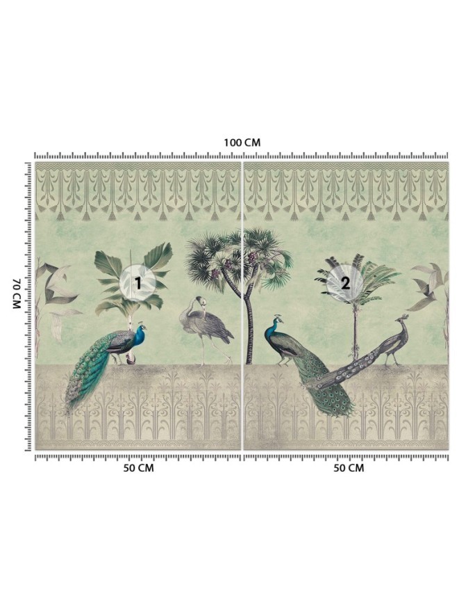 Original Wallpapers - Peacocks in the jungle green Andrea Haase | FEEBY