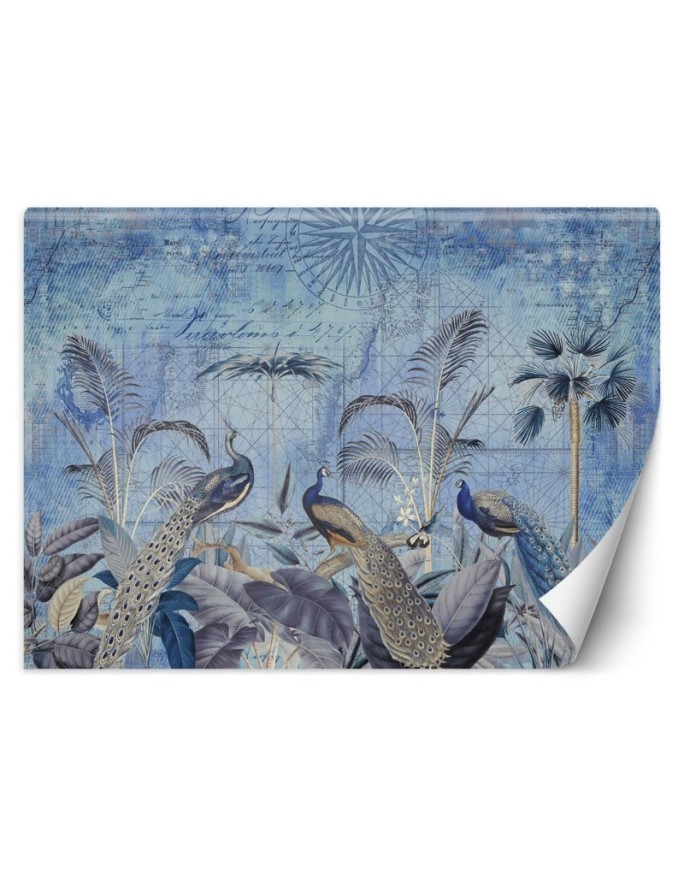 Stylish Wallpapers - Peacocks in the tropics blue Andrea Haase | FEEBY