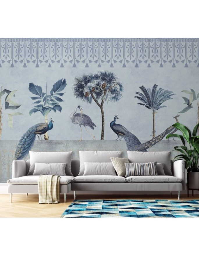 Exotic Wallpapers - Peacocks in the jungle blue Andrea Haase | FEEBY