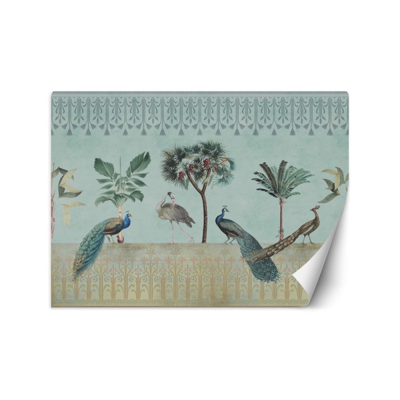 Exotic Wallpaper - Peacocks in the jungle dark green Andrea Haase | FEEBY