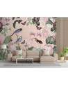 Modern Wallpaper - Birds in flowers dark pink Andrea Haase | FEEBY