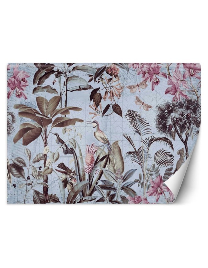 Exotic Wallpaper - Birds among the leaves purple Andrea Haase | FEEBY