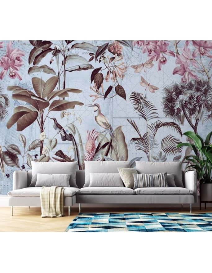 Exotic Wallpaper - Birds among the leaves purple Andrea Haase | FEEBY