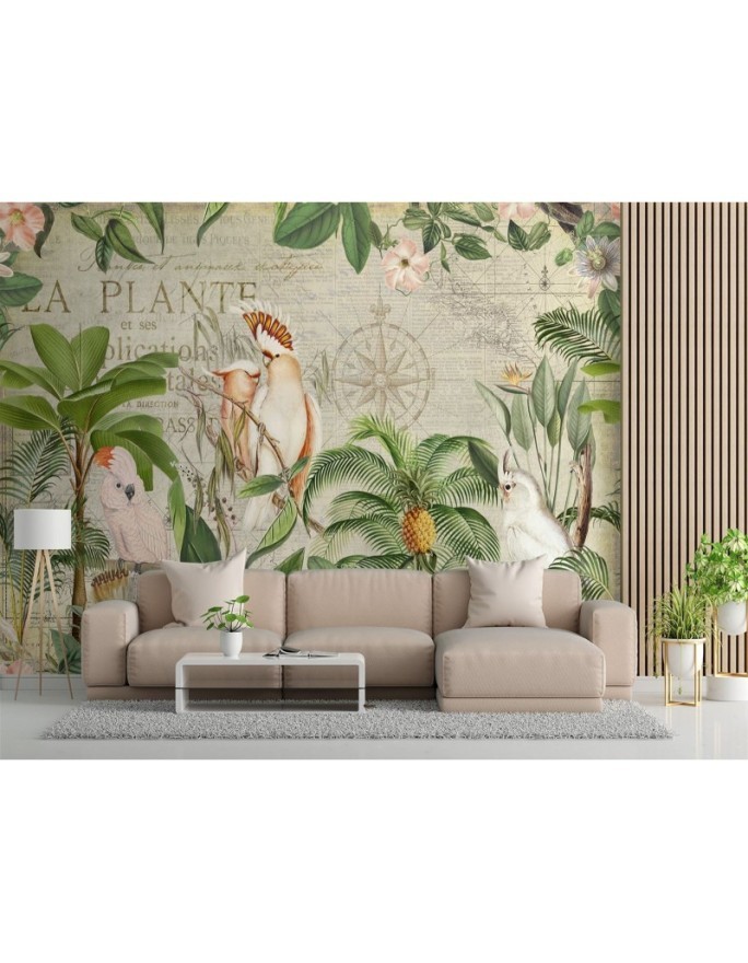 Most fashionable Wallpapers - Four parrots and an old map Andrea Haase | FEEBY