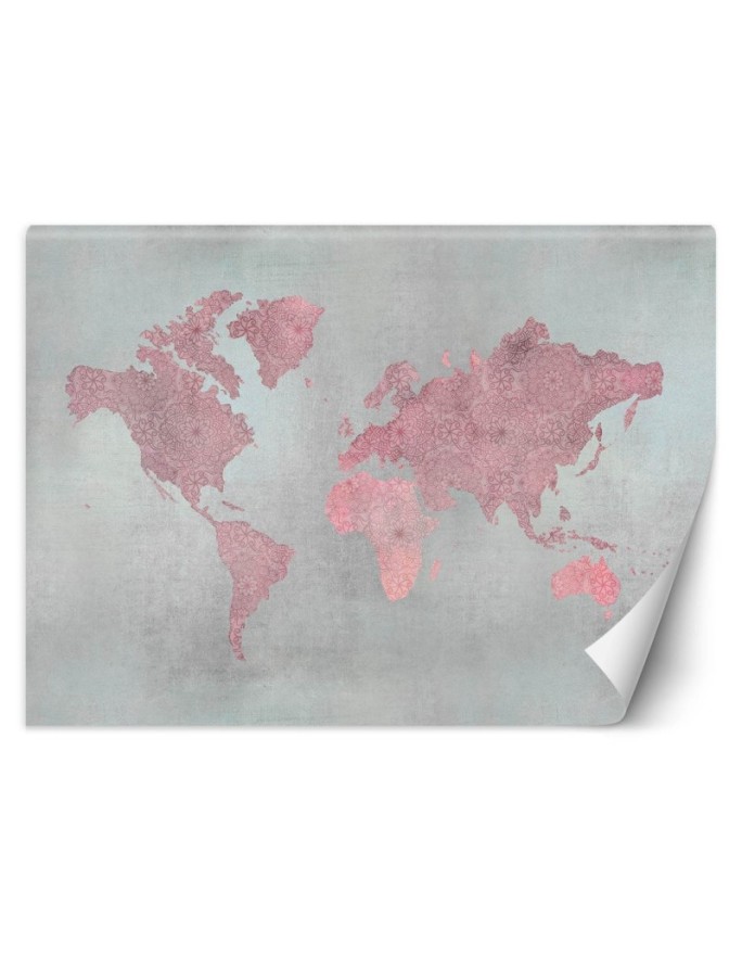 Wall mural Map Pink
