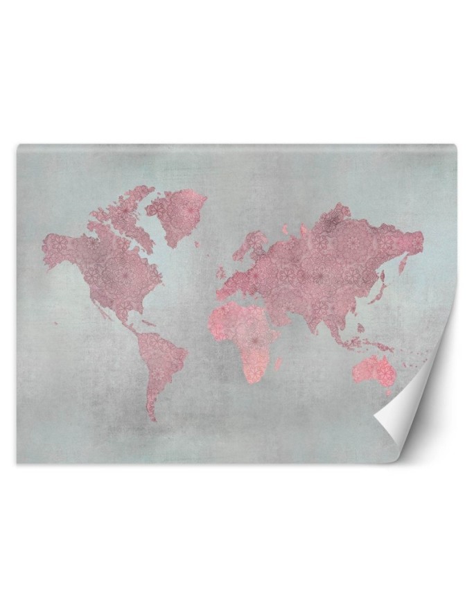Original wall murals - Pink map of the continents Andrea Haase | FEEBY