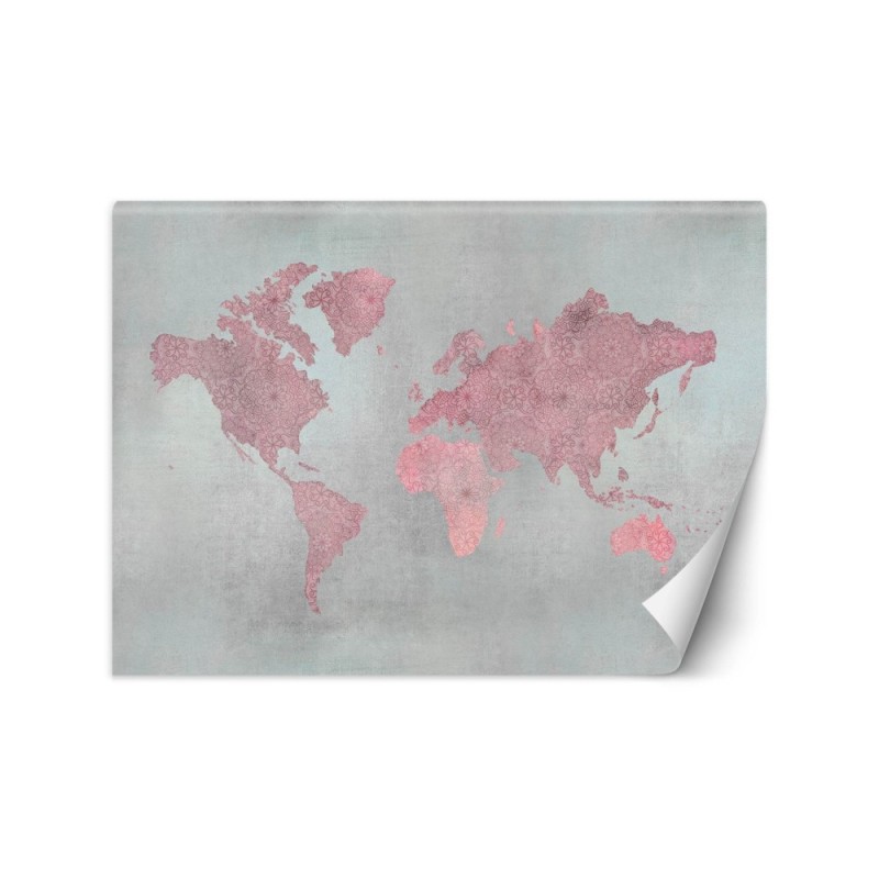Original wall murals - Pink map of the continents Andrea Haase | FEEBY