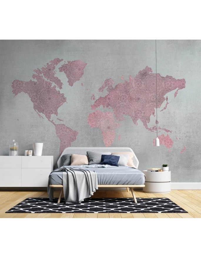 Original wall murals - Pink map of the continents Andrea Haase | FEEBY