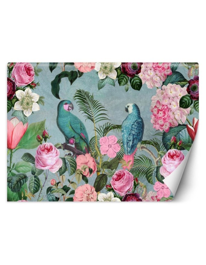 Exotic wall murals - Parrots in flowers Andrea Haase | FEEBY