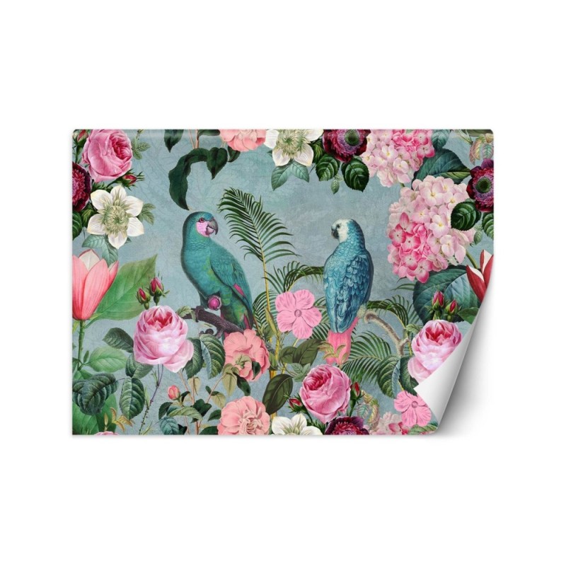 Exotic wall murals - Parrots in flowers Andrea Haase | FEEBY