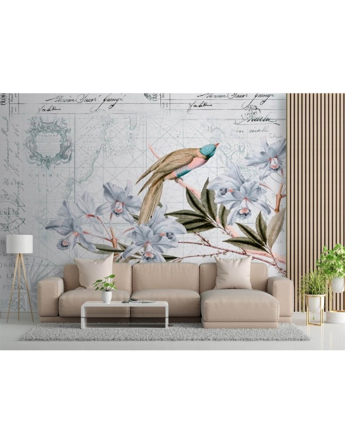 Exotic wall murals - Bird on a branch blue Andrea Haase | FEEBY