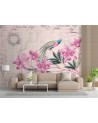 Original wall mural - Bird on a branch pink Andrea Haase | FEEBY