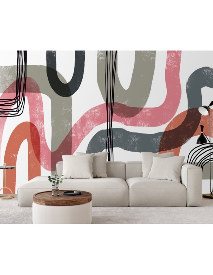 Exclusive wall mural - Pink boho lines Andrea Haase | FEEBY
