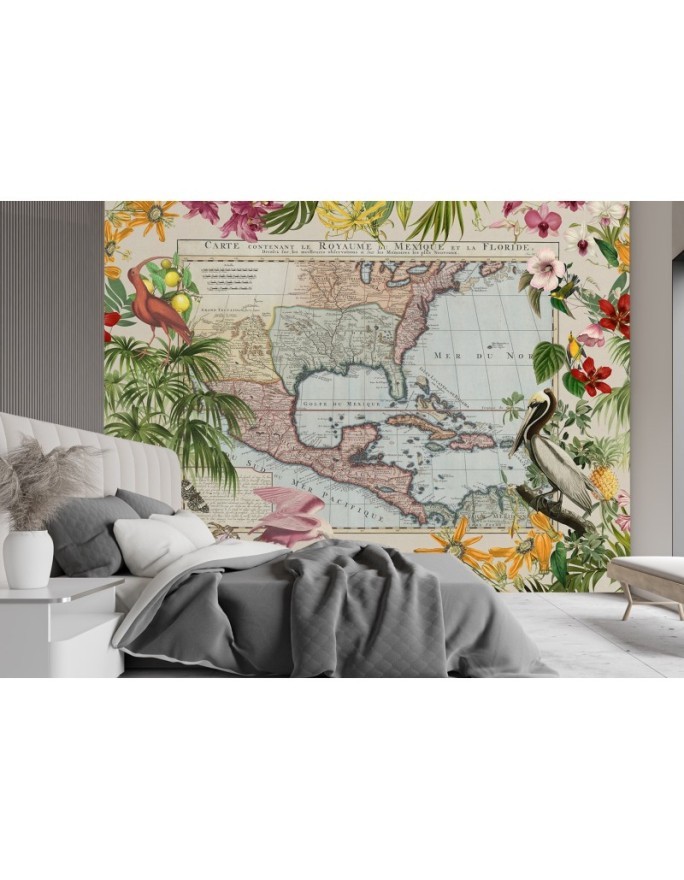 Wall mural - Colour map palm trees birds Andrea Haase | FEEBY