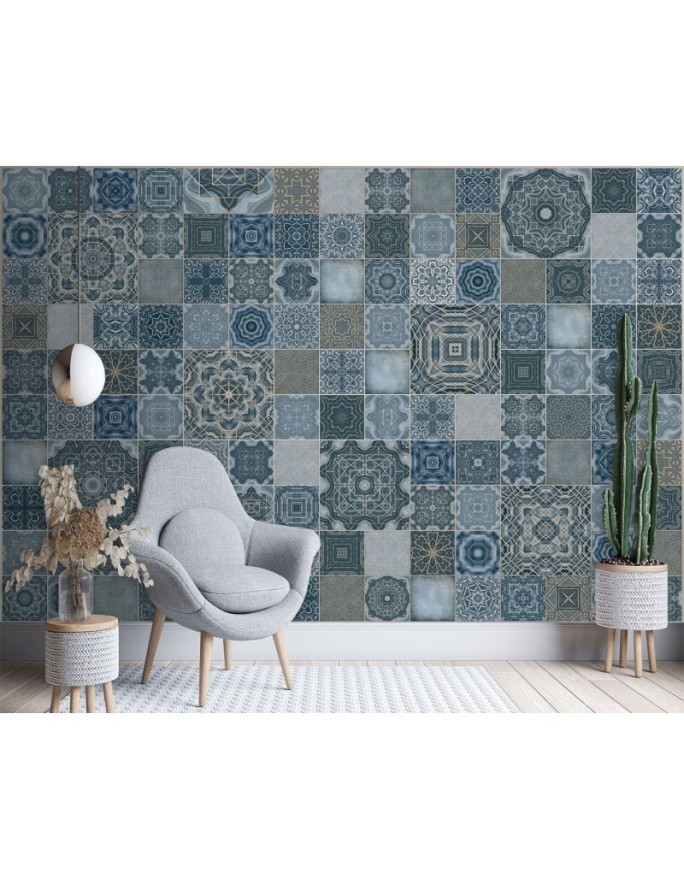 Wallpaper - Moroccan blue mosaic Andrea Haase | FEEBY