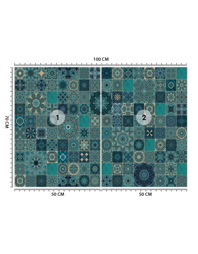 Wallpaper - Oriental turquoise mosaic Andrea Haase | FEEBY