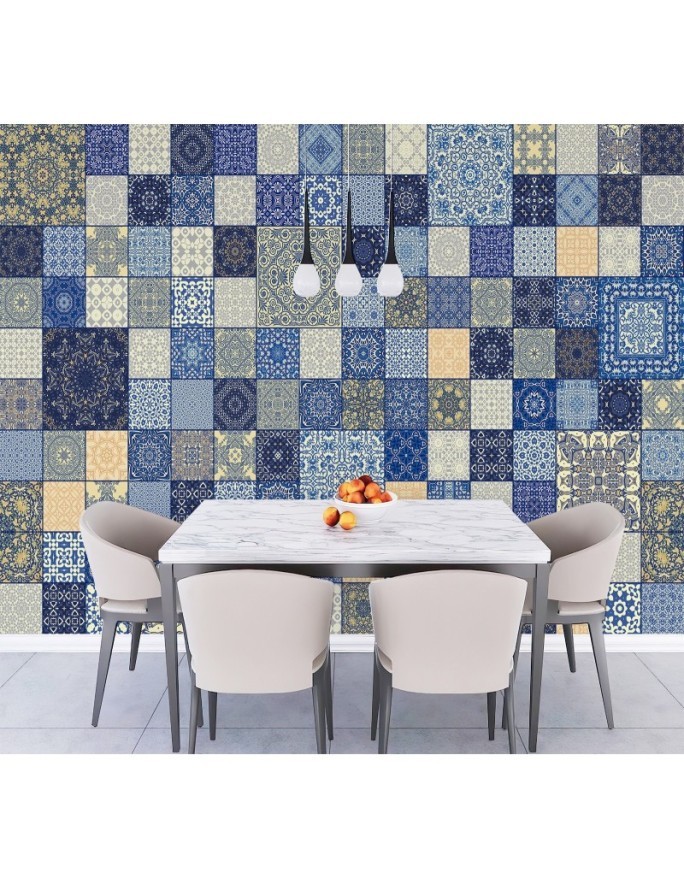 Modern Wallpaper - Blue vintage mosaic Andrea Haase | FEEBY
