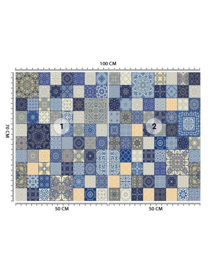 Modern Wallpaper - Blue vintage mosaic Andrea Haase | FEEBY
