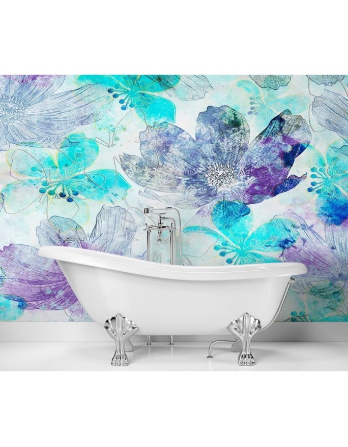 Designer Wallpaper - Colourful cherry blossoms Andrea Haase | FEEBY