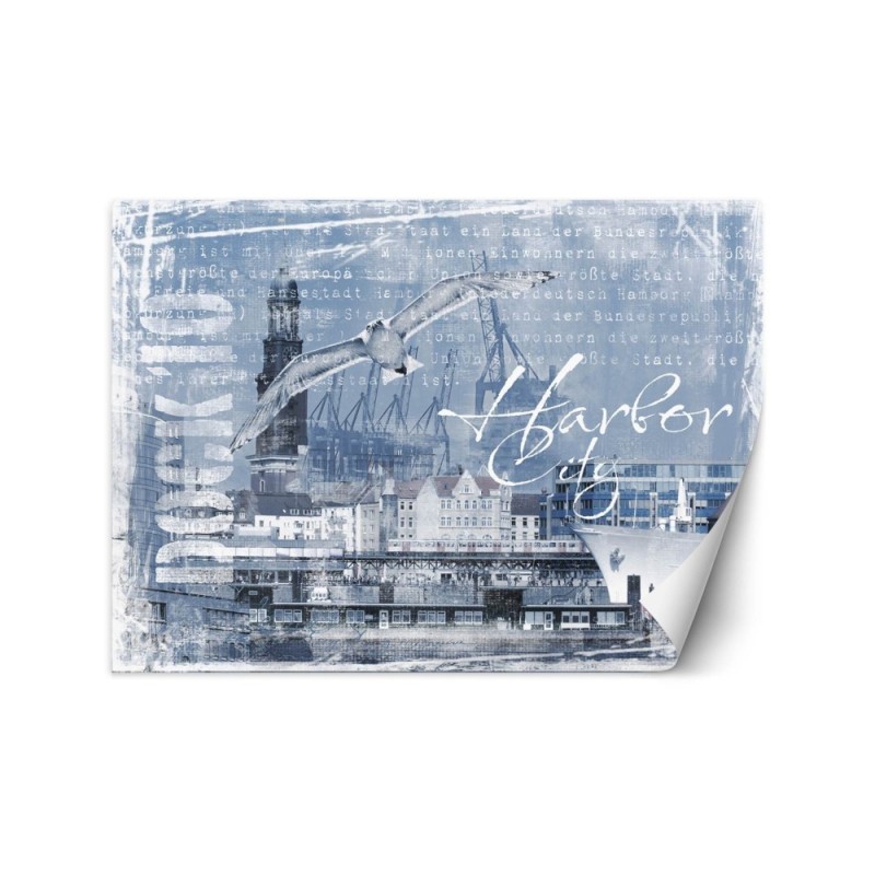 Designer wall mural - Harbour and seagull Andrea Haase | FEEBY