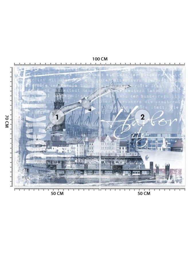 Designer wall mural - Harbour and seagull Andrea Haase | FEEBY