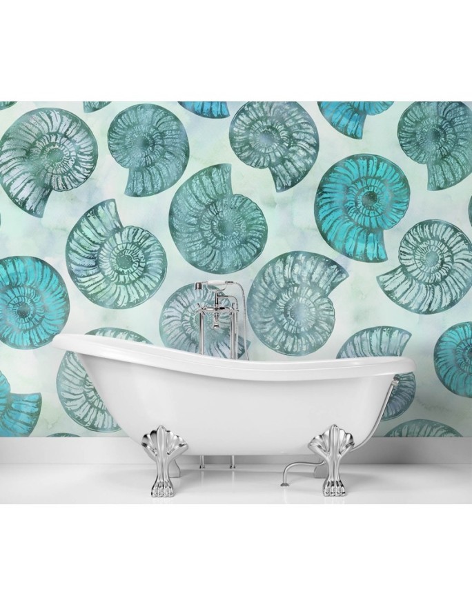Designer wall mural - Blue seashells Andrea Haase | FEEBY