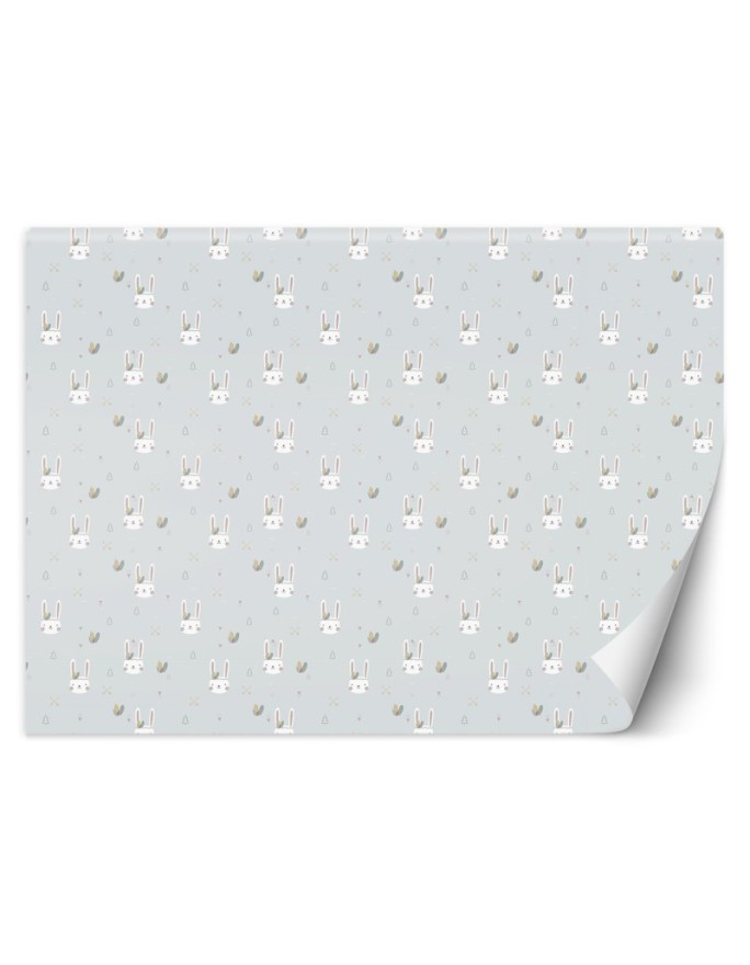 Children's room wall mural - Boho white bunnies | FEEBY