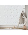Children's room wall mural - Boho white bunnies | FEEBY
