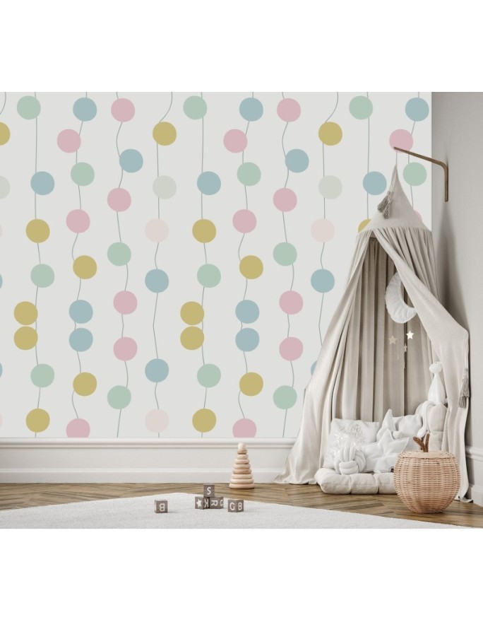 Children's room wall mural - Boho coloured balls | FEEBY