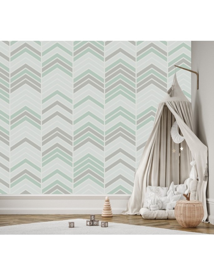 Children's room wall mural - Boho herringbone | FEEBY