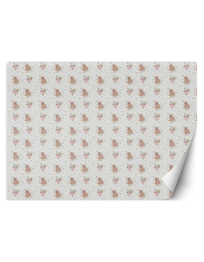 Children's room wall mural - Boho teddy bears and foxes | FEEBY