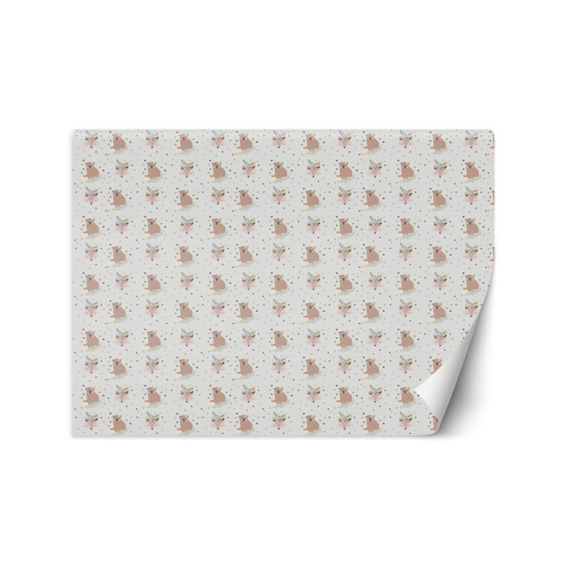 Children's room wall mural - Boho teddy bears and foxes | FEEBY
