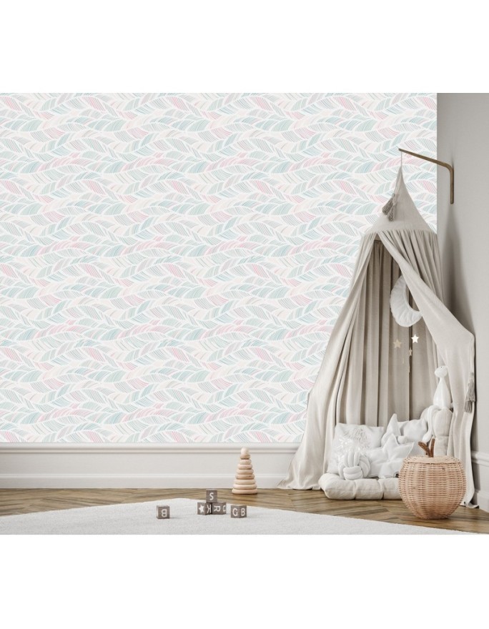 Children's room wall mural - Boho feathers | FEEBY