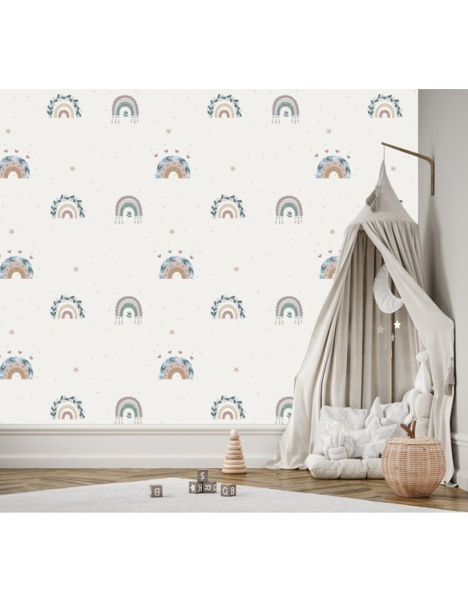 Children's room wall mural - Boho rainbows | FEEBY