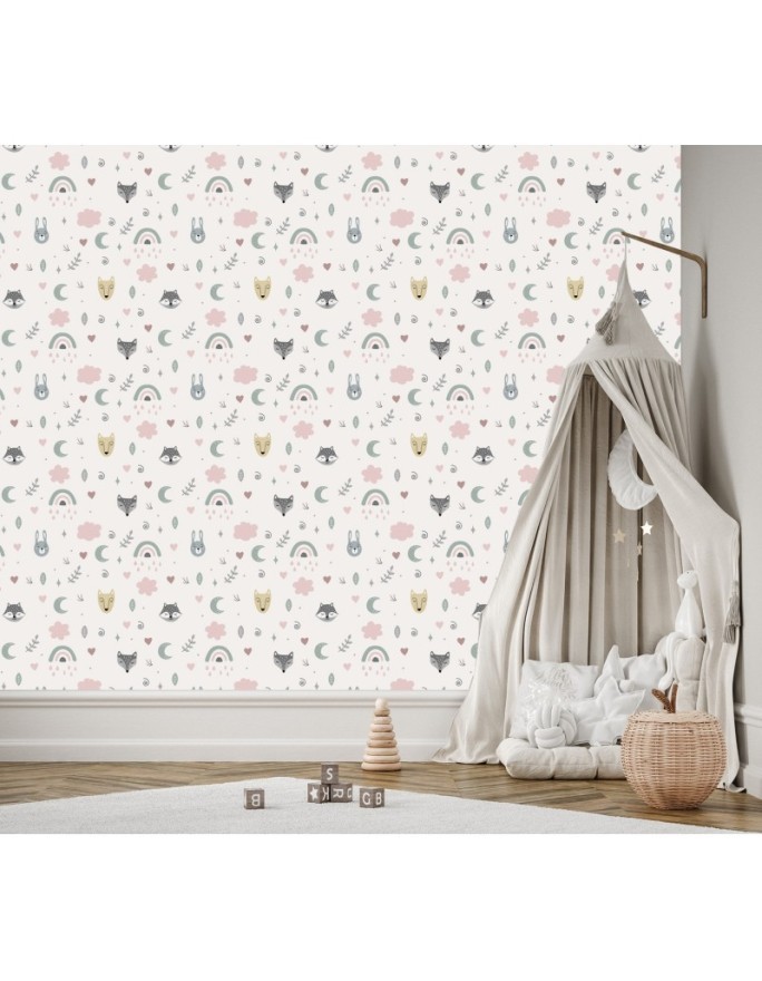 Children's room wall mural - Boho animals | FEEBY