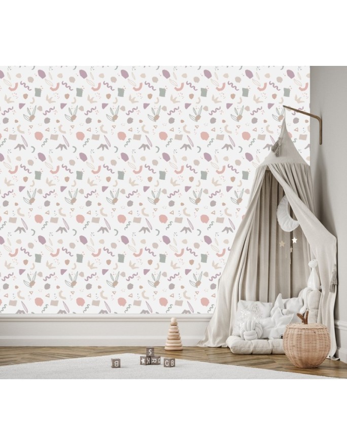 Children's room wall mural - Geometric pastels | FEEBY