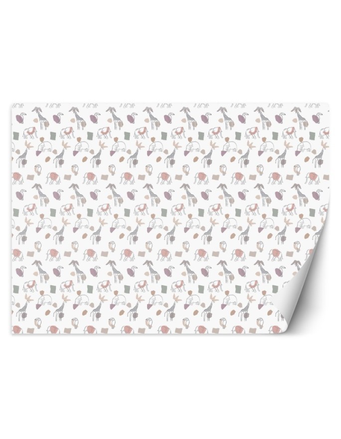 Children's room wall mural - Pastel geometric zoo | FEEBY