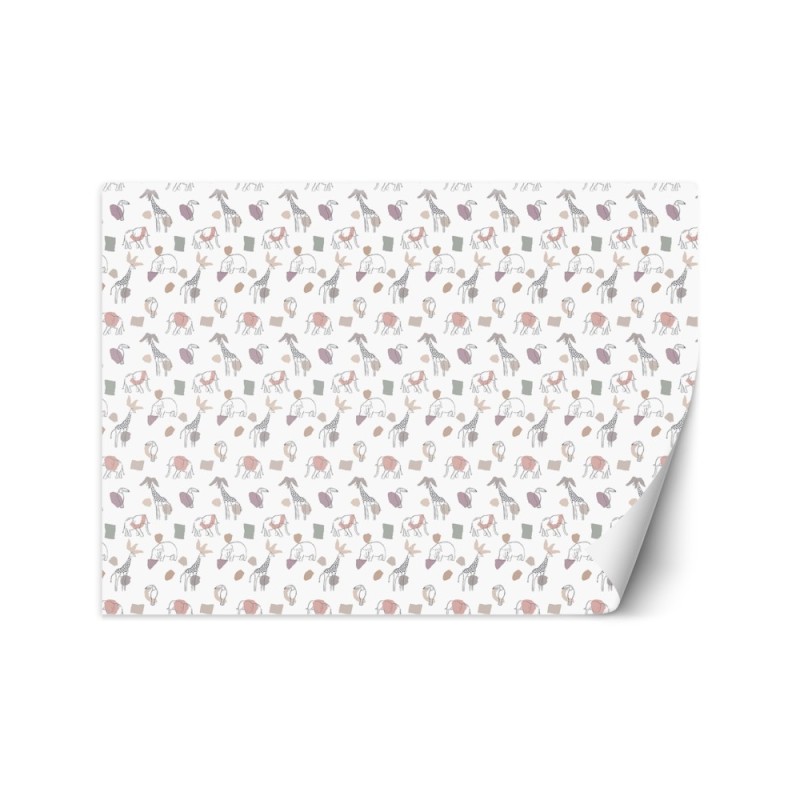 Children's room wall mural - Pastel geometric zoo | FEEBY