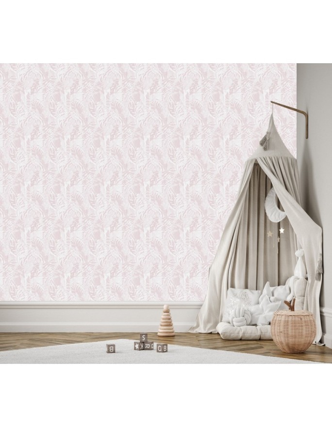 Children's room wall mural - Pink jungle | FEEBY