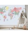 Children's room wall mural - Pastel coloured map | FEEBY