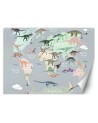 Children's room wall mural - Pastel coloured dinosaur map | FEEBY