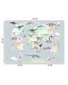 Children's room wall mural - Pastel coloured dinosaur map | FEEBY