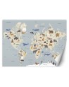 Children's room wall mural - Pastel coloured map of the continents | FEEBY