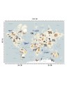 Children's room wall mural - Pastel coloured map of the continents | FEEBY